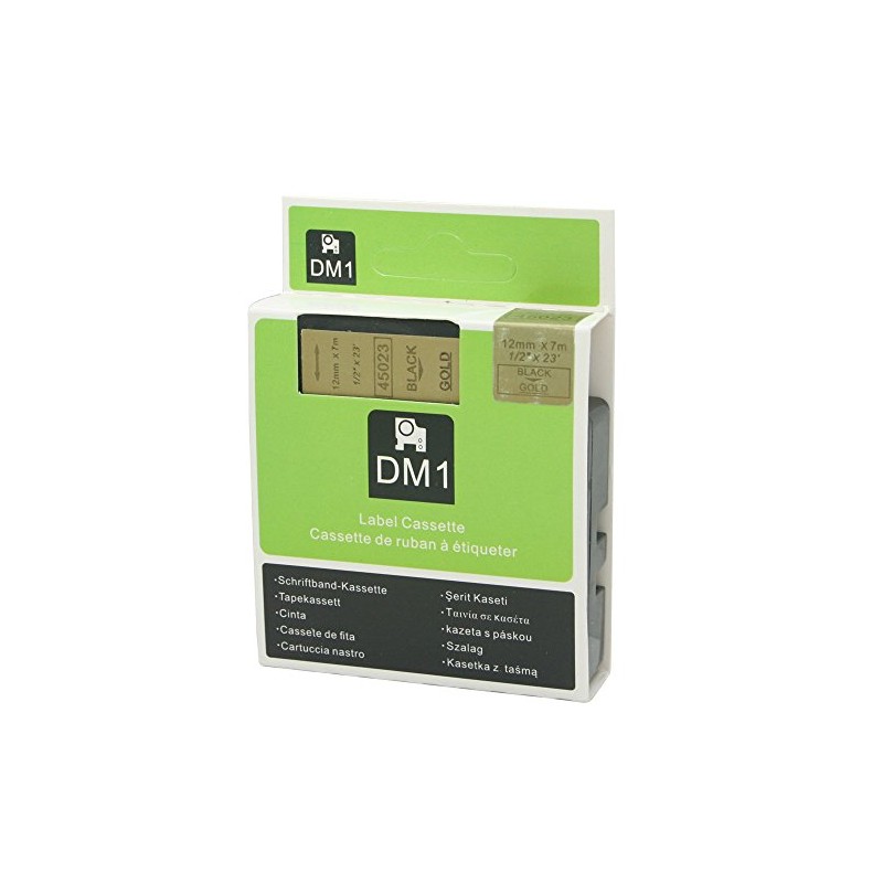 BROVACS 1 Pack Black on Gold Label Tape Compatible for