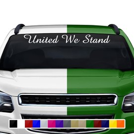 Sticky Creations United We Stand Decal Sticker Windshield Window Vinyl Graphic Banner Rear Back Car Truck SUV Vehicle Automotive Patriot 36"x4.25"+ (Font-Amaze)