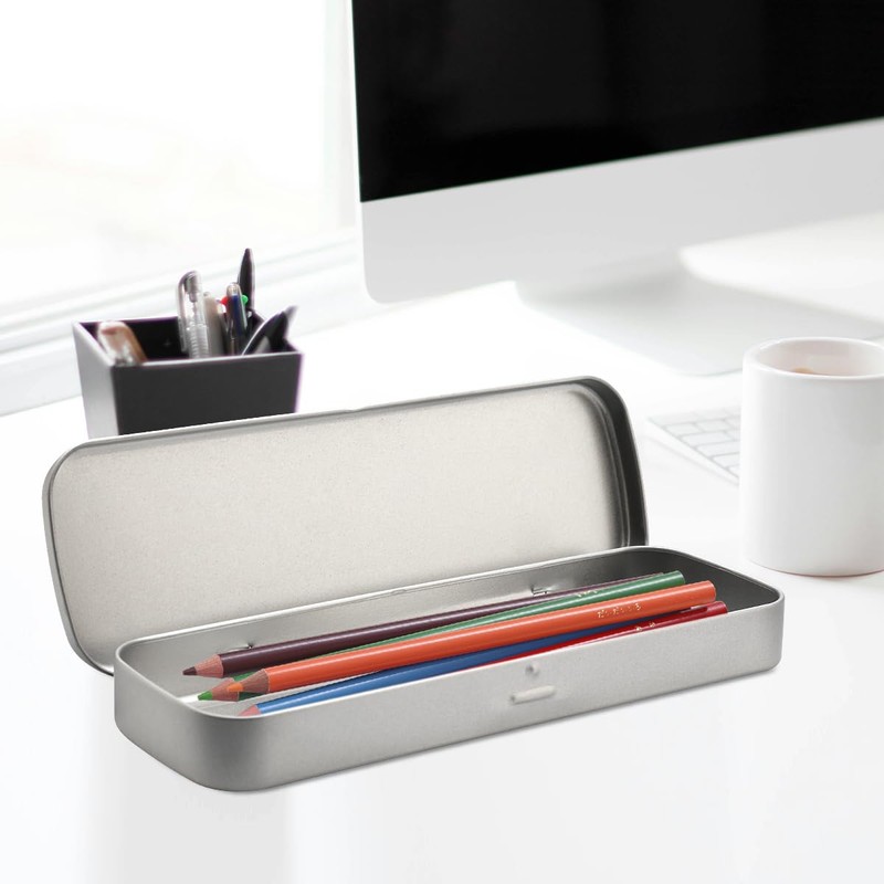 Lotsdonxia Metal Hinged Tin Box Multi Use Organiser for Pens,
