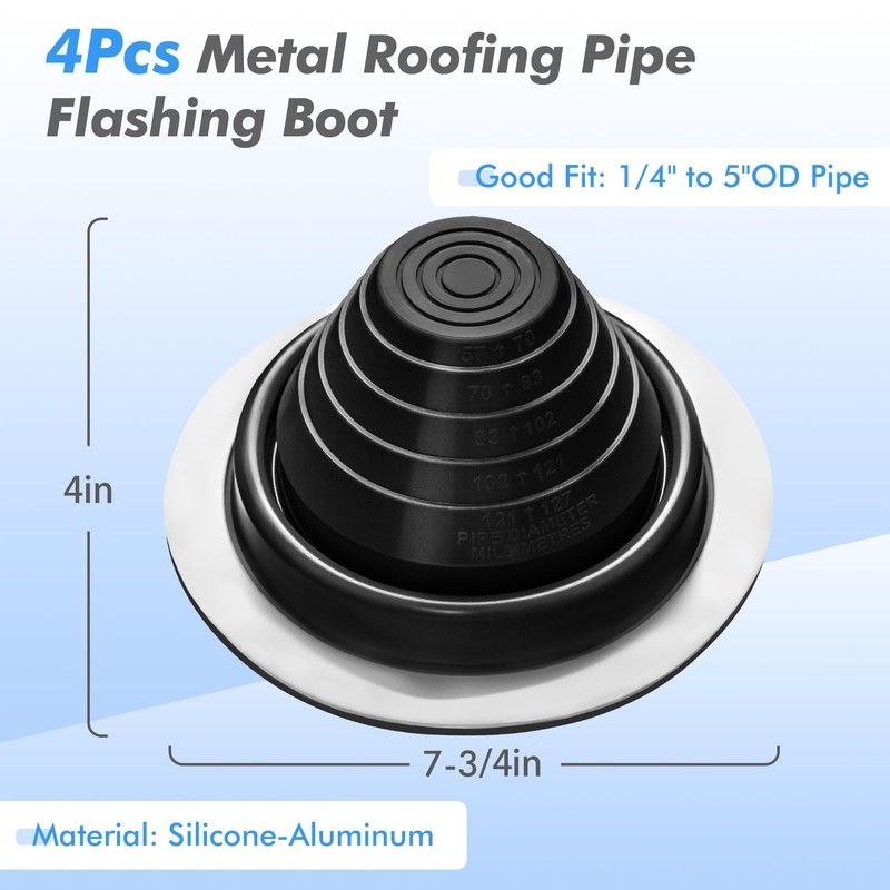 #3 Metal Roof Vents Flashing, Pipe Roofing Boots Kit for