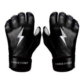 BRUCE BOLT Chrome Series Short Cuff Black Batting Glove - Black XXLarge