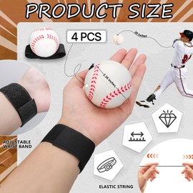PLUVAVA - Pelota de retorno de muñeca reactiva, pelotas de béisbol deportivas con correa de goma en cordón elástico para ejercicio de muñeca (4)