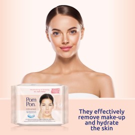 Pom Pon ALL SKIN Face and Eye Makeup Removal Wipes with Natural, Moisturising and Relaxing Ingredients, Pack of 20