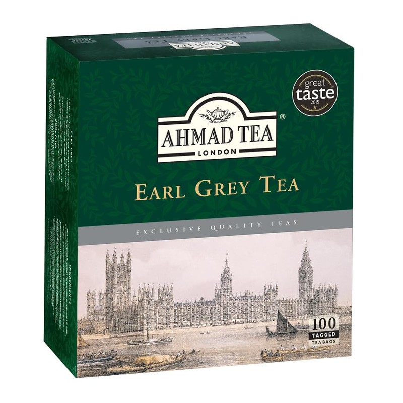 Ahmad Tea Earl Grey Tea, Tagged Teabags without envelopes, 100