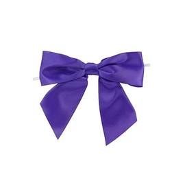 Reliant Ribbon Satin Twist Tie Bows - Jumbo Bows, 1-1/2 Inch X 50 Pieces, Purple Haze