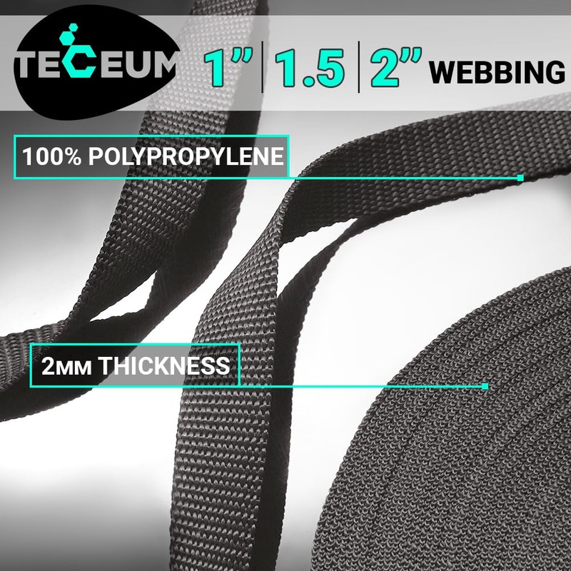 TECEUM 1.5 Inch Webbing – Charcoal – 10 Yards –