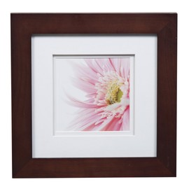 Gallery Solutions 8x8 Flat Walnut Tabletop or Wall Frame with Double White Mat For 5x5 Picture