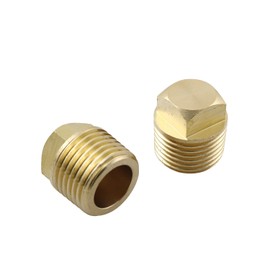ZYAMY 2pcs Brass Fitting 1/2" NPT Male Brass Plug Pipe Fitting, Square Head Plug Solid Brass Drain Plugs for Hull, Solid Brass Hull Spare Fender Drain Plug