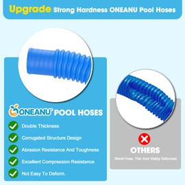Above ground pool hose 1.5 In: Upgrade 4 Metal Clamps Prevent Cracks & Leaks Design to fit Connectors - Thicker pool hoses Compatible with Pool Pumps Filters(59" Length, 1 Adapter, Blue)