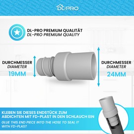 DL-pro Universal Drain Hose End Piece Inner Diameter 19 mm for 19 mm for Washing Machine Dishwasher
