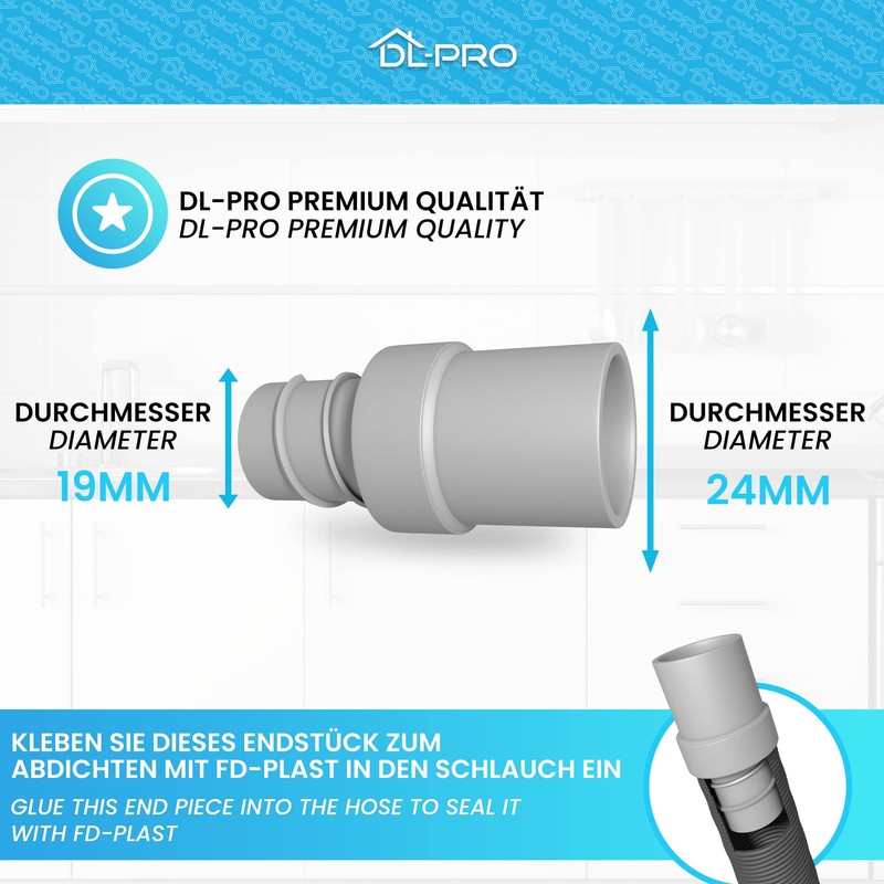 DL-pro Universal Drain Hose End Piece Inner Diameter 19 mm