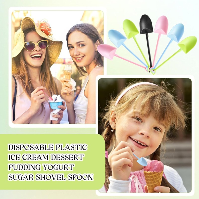100 Pcs Plastic Mini Ice Cream Dessert Spoon Shovels Pudding