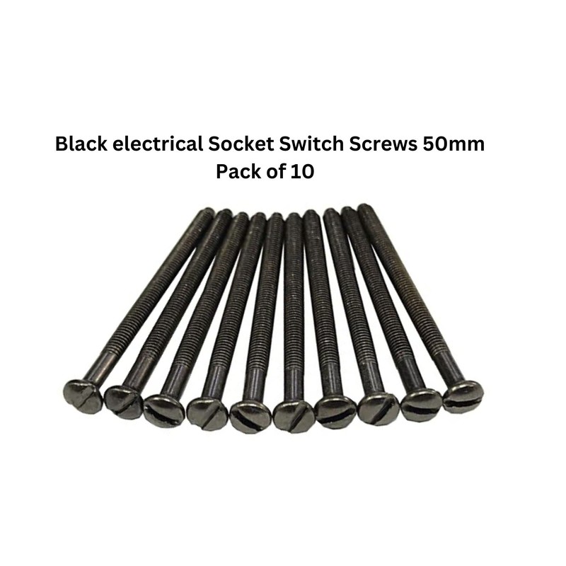 Pack of 10 Electrical Screws 50mm Black Nickel M3.5 Long