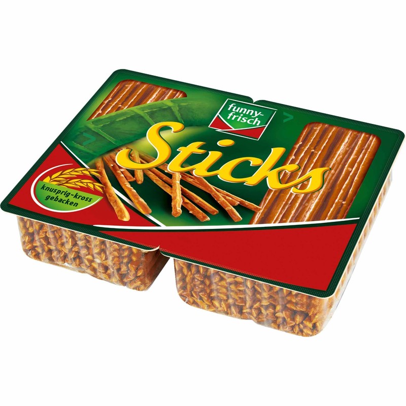 funny-frisch Sticks Salzstangen 3er Pack (3x200g Packung) + usy Block