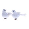 POFET 2pcs Artificial Foam Feather White Birds Decorative Fake Doves