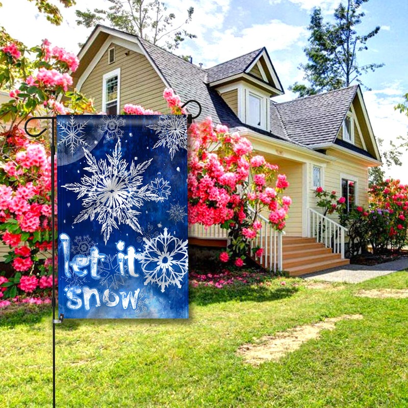 Anley Double Sided Premium Garden Flag, Winter Snowflake Let It