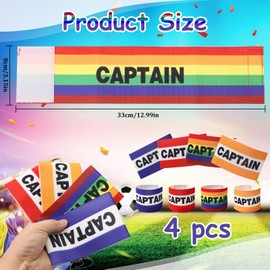 FIHODONE 4 PCS Captains Armband, Captain Armband Football Adjustable,Captain Armband Football Adult, Captains Armband for Soccer Training, Soccer Captain Armband, Elastic Soccer Captain Armband