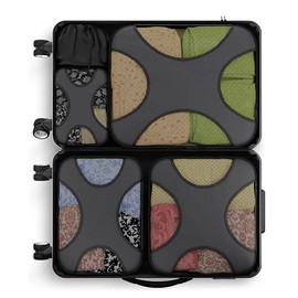 Travel Mesh Organizer 5 Piece Packing Cube for Luggage Suitcase With Laundry Bag (Grey)