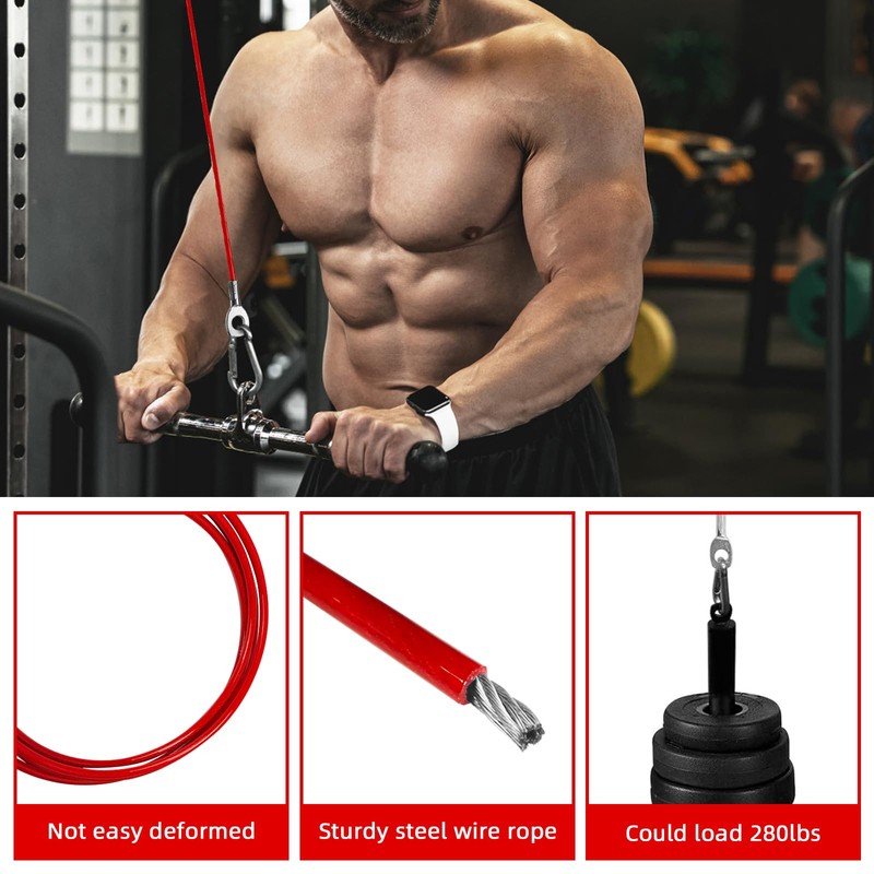 Topfinder Gym Cable, Fitness Steel Cable Machine Pulley System Home
