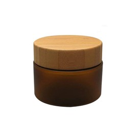 1 Piece 150ml Empty Portable Amber Round Plastic Cosmetic Cream Lotion Container with Inner Inserts and Bamboo Lid for Travel Cream Premium Vials Storage