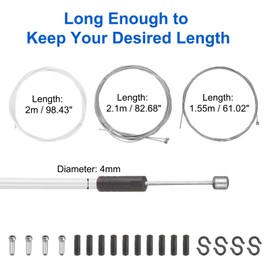 sourcing map Bicycle Shift Cable Housing Set Universal Bicycle Brake Gear Shifter Transmission Cable Cycling Shift Wire Housing Replacement Kit for Road Mountain Bicycle Cycling, White