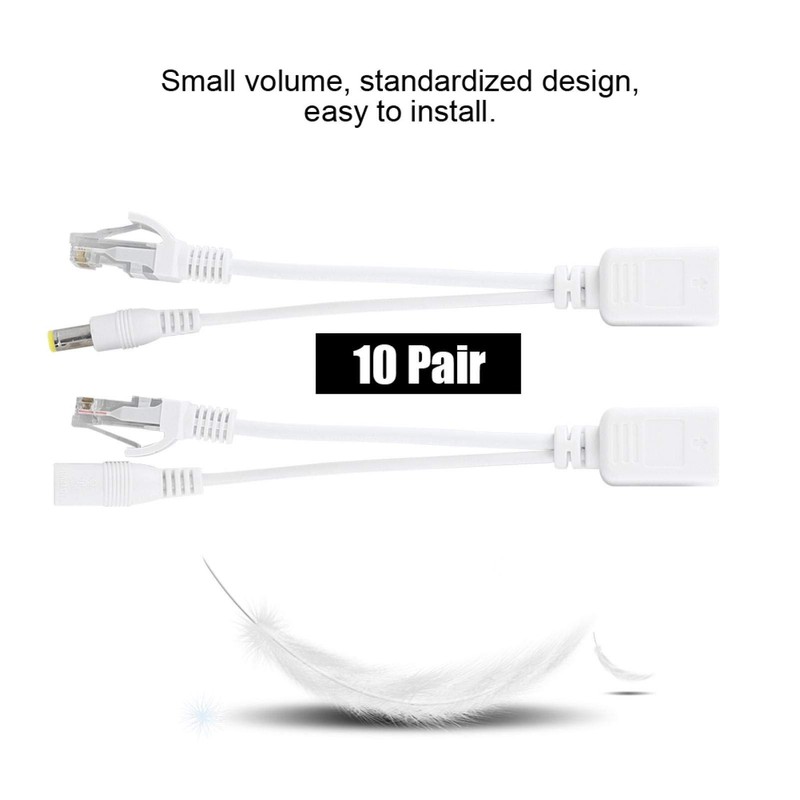 10 Pares Cable PoE RJ45 Alimentación sobre Adaptador, Splitter DC