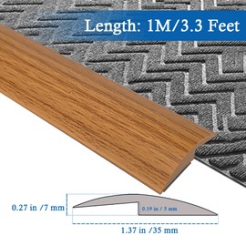 Floor Transition Strip Self Adhesive Carpet & Flooring Transitions Edging Trim Strip PVC Threshold Transitions Suitable for Threshold Height Less Than 5mm (3.3Ft, Wood Grain Light Brown-New)