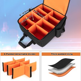 LUXJA Padded Par Light Bag (Backpack) Fits 8 Par Lights, Par Light Case with Inner Divider and Accessory Pockets, Black