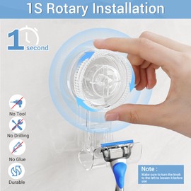 LUXEAR Shower Suction Cup Hooks, 4 Pack Razor Holder for Inside Shower Removable Reusable Wall Hangers for Bathroom Waterproof Powerful Vacuum Suction Cup Hooks for Loofah Towel Robe Bathrobe Kitchen