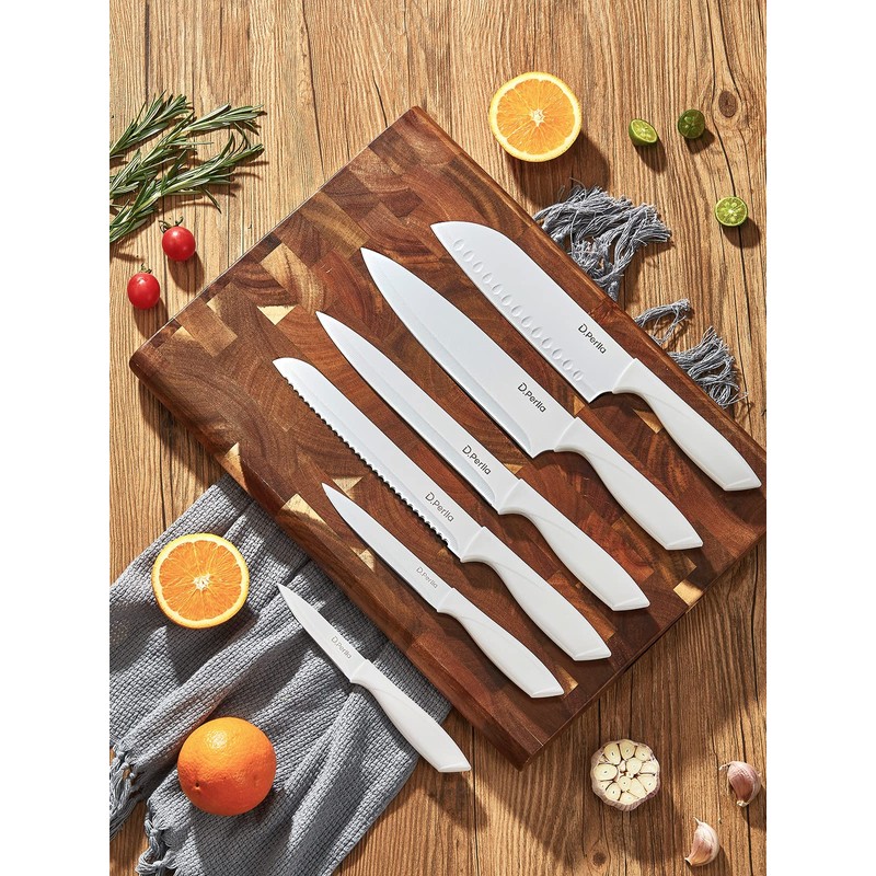 Knife Set, D.Perlla 16 Pieces White Kitchen Knife Set with