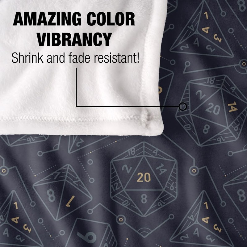 Dungeons & Dragons Blanket, 60"x80" Dice Pattern Silky Touch Super