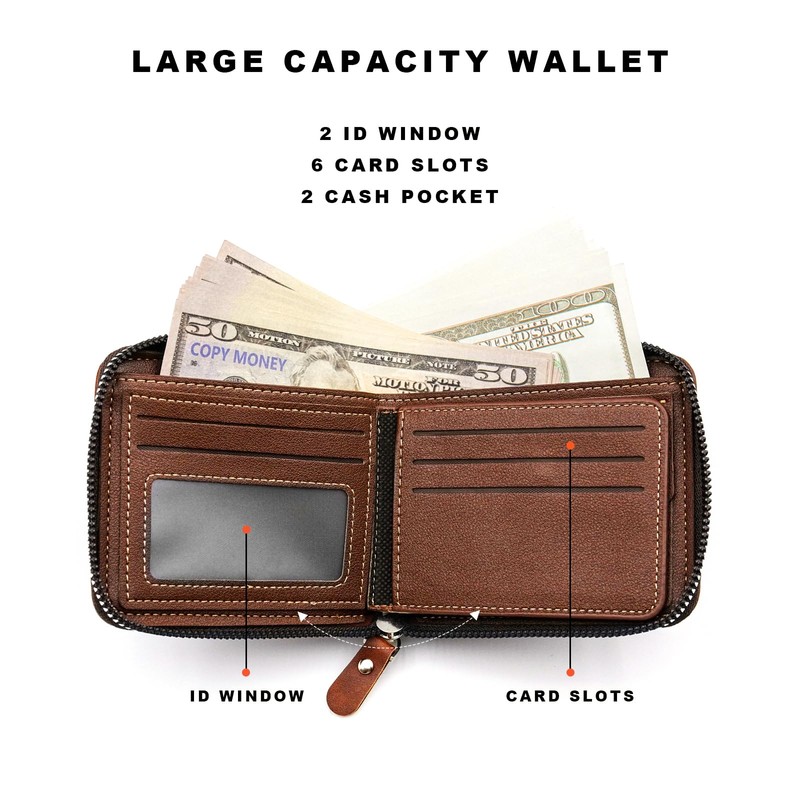 Wallet for Mens, Leather Mens Wallet with ID Window and