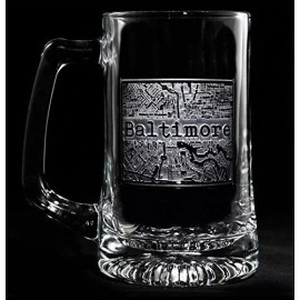 Crystal Imagery Street Maps Etched Beer Mugs - Set of 2 - (map)