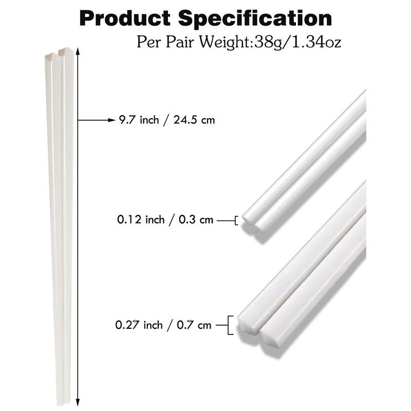 Ceramic Chopsticks Set of 5,Reusable Dishwasher Safe,High-grade Bone Porcelain Chopsticks
