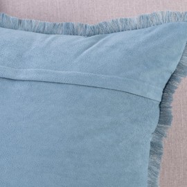 MADIZZ Set of 2 Suede Throw Pillow Covers with Fringe Tassels 16x16 Inch Light Blue Soft Decorative Cushion Cover for Sofa Bedroom Pillow Shell