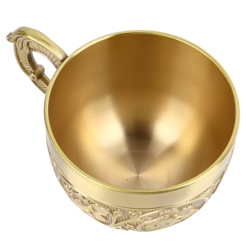 Brass Tea Cup Exquisite Embossed Patterns Retro European Small Coffee