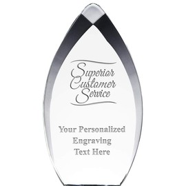 8.25" Tear Drop Superior Customer Service Acrylic Award - Presentation Trophy for Recognition, Includes Free Personalization