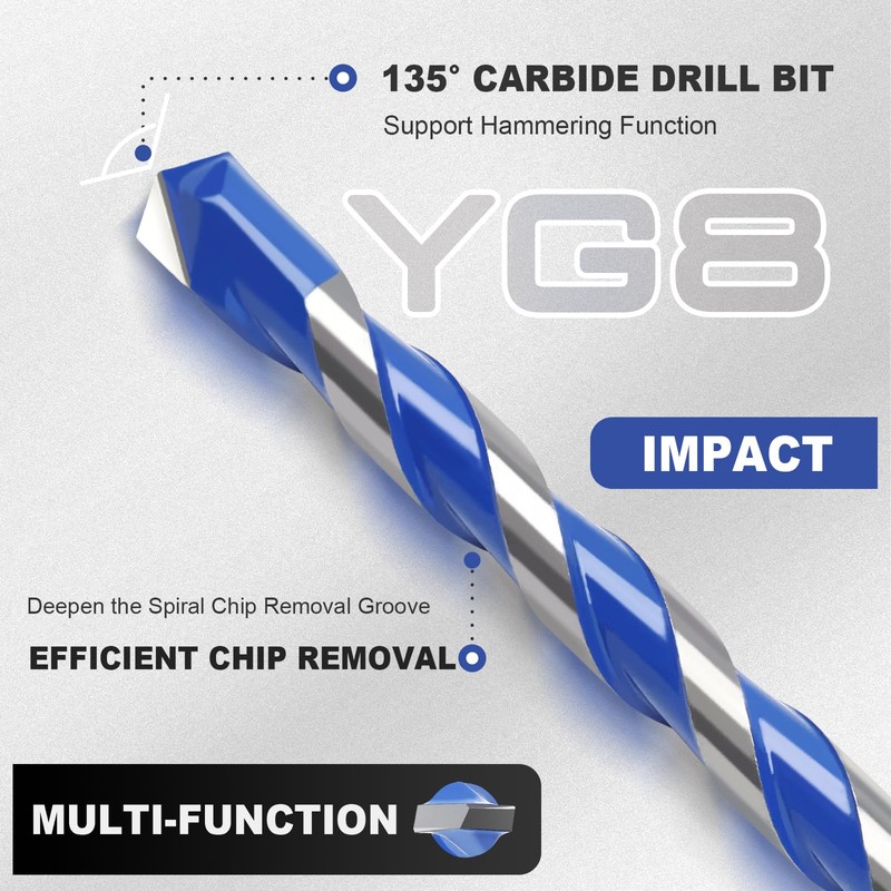 MOXPIFY 5pcs Impact 5.5mm Masonry Drill Bit Hex 150mm Extra