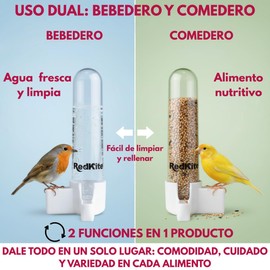 Redkite Bebedero para Aves 75 ml para Pájaros y Pequeños Animales 2 Piezas, Diseño Práctico y Fácil de Limpiar