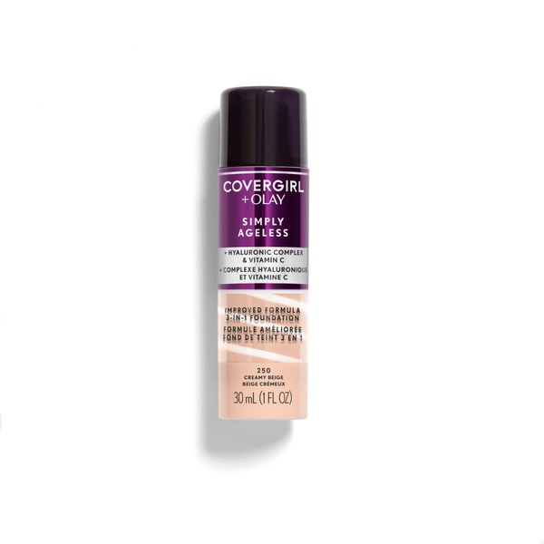 COVERGIRL & Olay Simply Ageless 3-in-1 Liquid Foundation, Creamy Beige,