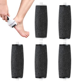Aradoea 5PCS Electric Foot File Replacement Heads for Scholl Velvet Smooth Replacement Rollers Refills Pumice Stone for Feet Pedicure Hard Skin Remover Rollers Heads Compatible Foot File Refills Black