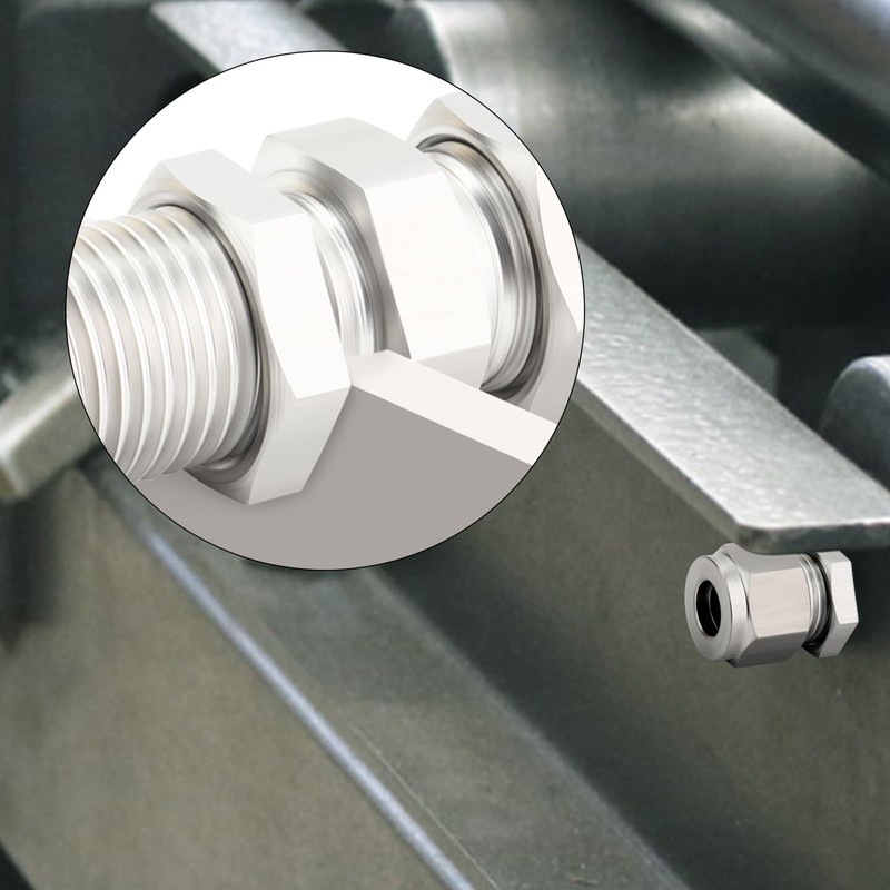 TAISHER 1PCS 304 Stainless Steel Thru-Bulk Bulkhead Compression Tube Pipe
