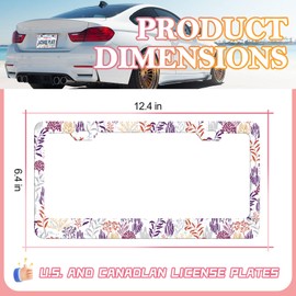 Colorful Corals License Plate Frame - Beautiful Marine Life License Plate Holder, Rust-Proof Stainless Steel License Plate Cover Decoration with Screws Caps for Standard Us 12x6 Inch