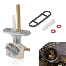 awlbed 1 PC Motorcycle Fuel Valve Petcock, Alloy + Plastic 1-3/8" Globe Valve Switch, Compatible with Kawasaki, Suzuki, Yamaha Motorcycles (Silver)