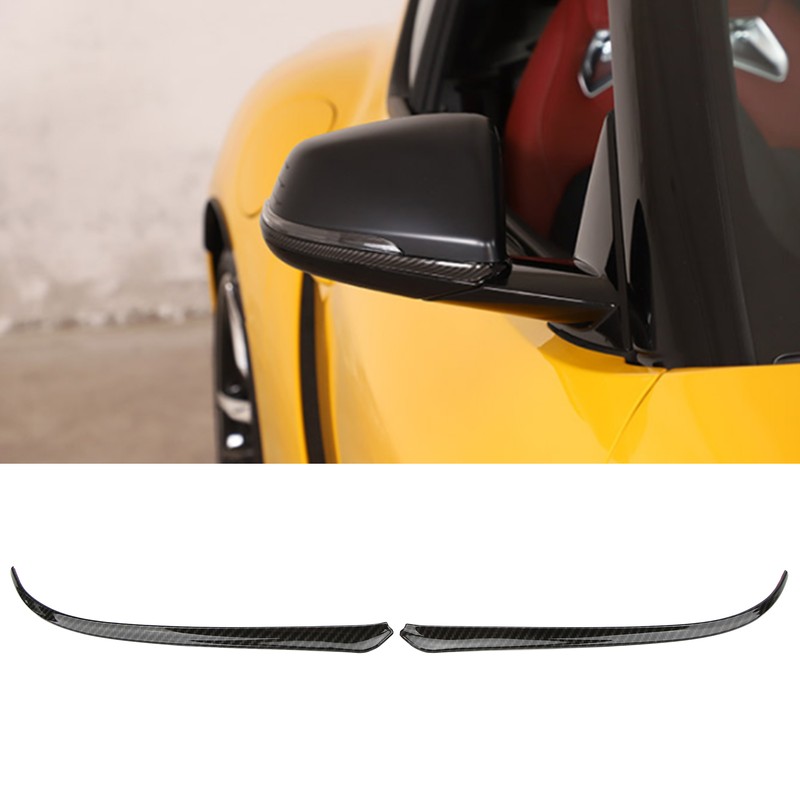 2pcs Side Rearview Mirror Trim ABS Carbon Fiber Color Wing