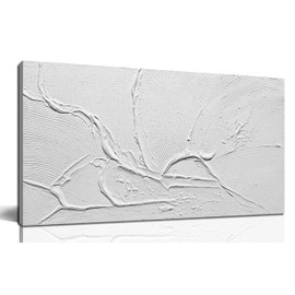 THRLVEART Abstract Canvas Wall Art for Kitchen Minimalist Hand Painted Wall Art for Bedroom White Wall Decor for Living Room Size 20 x 40 Inch