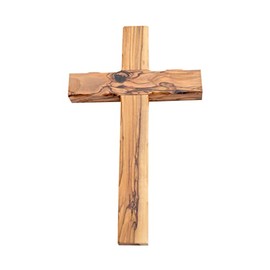 Hand Made Olive Wood Cross (Plain 10 Inch) - Wall Hanging Art Décor Straight Simple Wooden Cross, Flat Solid Cross From Jerusalem Where Jesus Crucified and Rose on the 3rd Day-By Olive Wood Gifts Shop