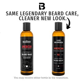Live Bearded Beard Wash, 8 fl oz - Water-Based Face Cleanser with All-Natural Ingredients for a Gentle, Deep Clean - Made in the USA | American Scent - Cedar, Vetiver, Bergamot