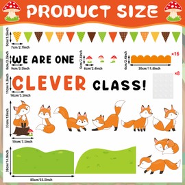 Woodland Fox Bulletin Board Set Welcome Back to School Bulletin Board Decorations Red Foxes Cutouts Classroom Decors for Office Home School Chalkboard Wall Door Woodland Animals Theme Party Supplies