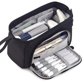 Pencil Case Large Capacity Pencil Pouch Handheld Pen Bag Cosmetic Portable for Office School Teen Girl Boy Men Women Adult (Black, 22 * 13 * 9CM)